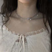 (yeji同款) OFUSE - pearl drop choker (rose)