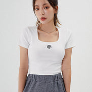 MUAHMAUH - SQUARE NECK CROP T-SHIRT (3 COLORS)