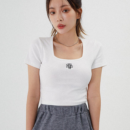 MUAHMAUH - SQUARE NECK CROP T-SHIRT (3 COLORS)