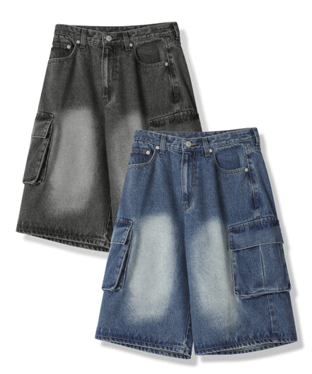 [5分褲] AVANDRESS - Wide Cargo Half Denim Pants (5 COLORS)