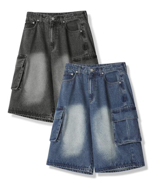 [5分褲] AVANDRESS - Wide Cargo Half Denim Pants (5 COLORS)