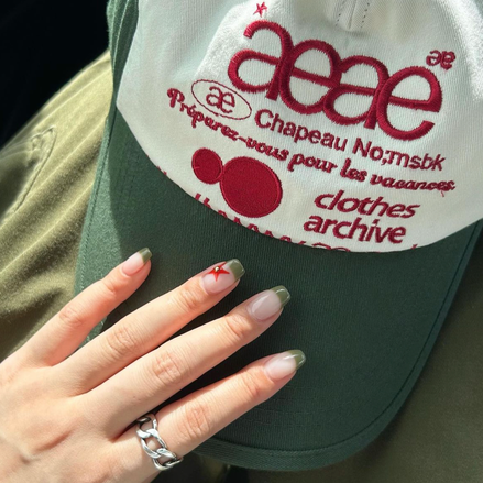 AEAE  WEB LOGO 5 PANNEL BALL CAP - [GREEN]