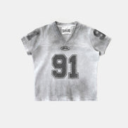 Bad Blood - 91 Crack Print V-Neck T-Shirt (White)