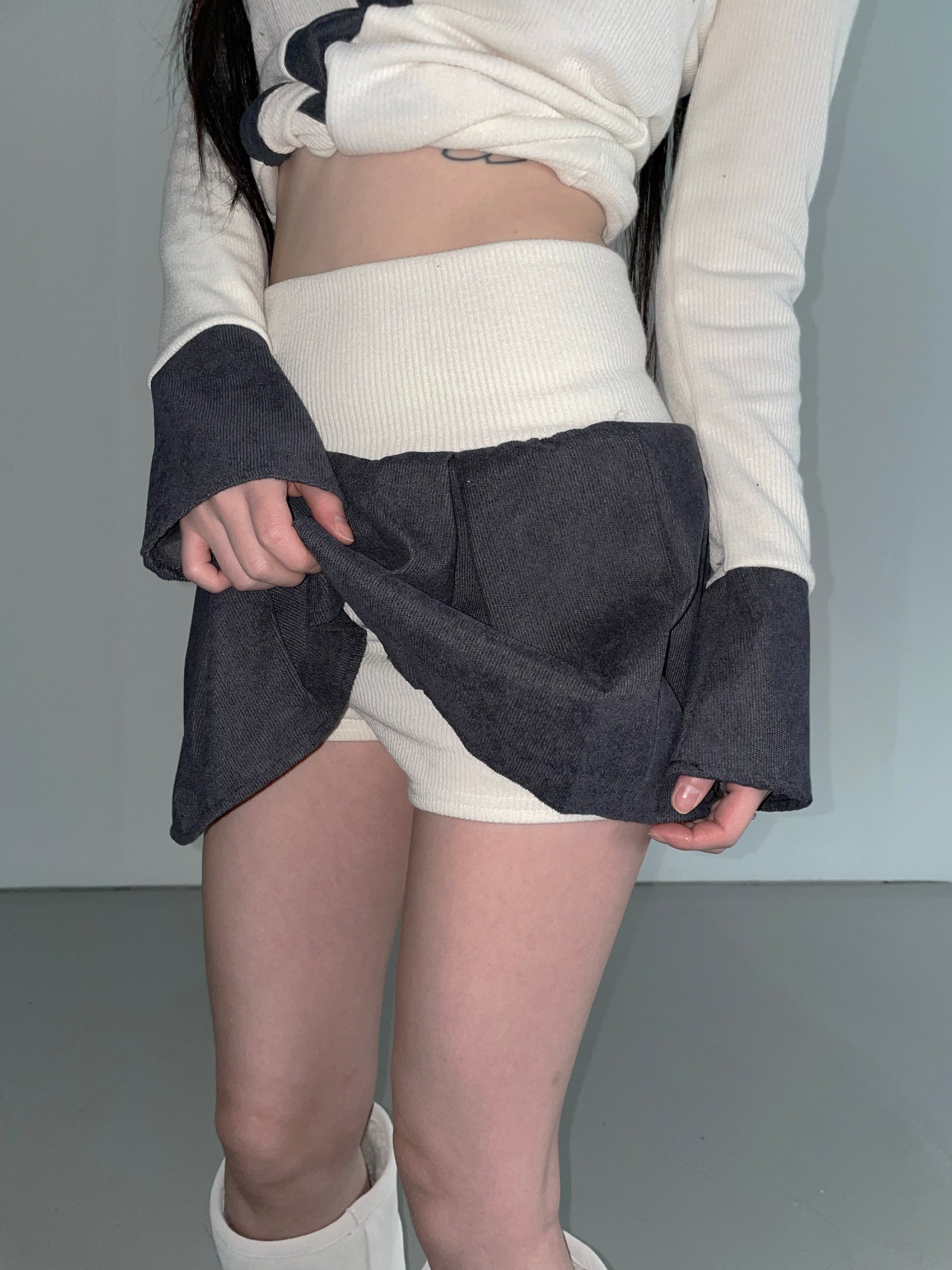 KR AMELIA SHIRT TOP (BLACK GREY)