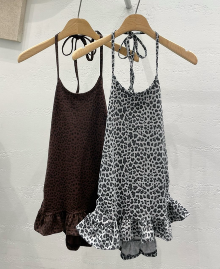 KR LEOPARD RUFFLE TOP (2 COLORS)