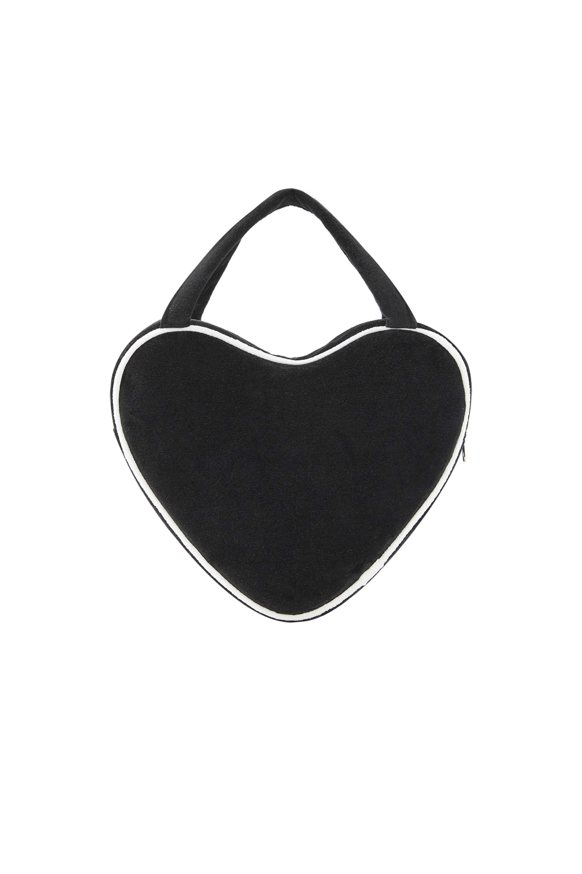EMIS - VELOUR HEART TOTE BAG-BLACK