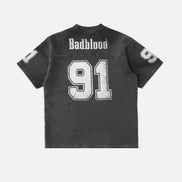 Bad Blood - 91 Crack Print V-Neck T-Shirt (Black)