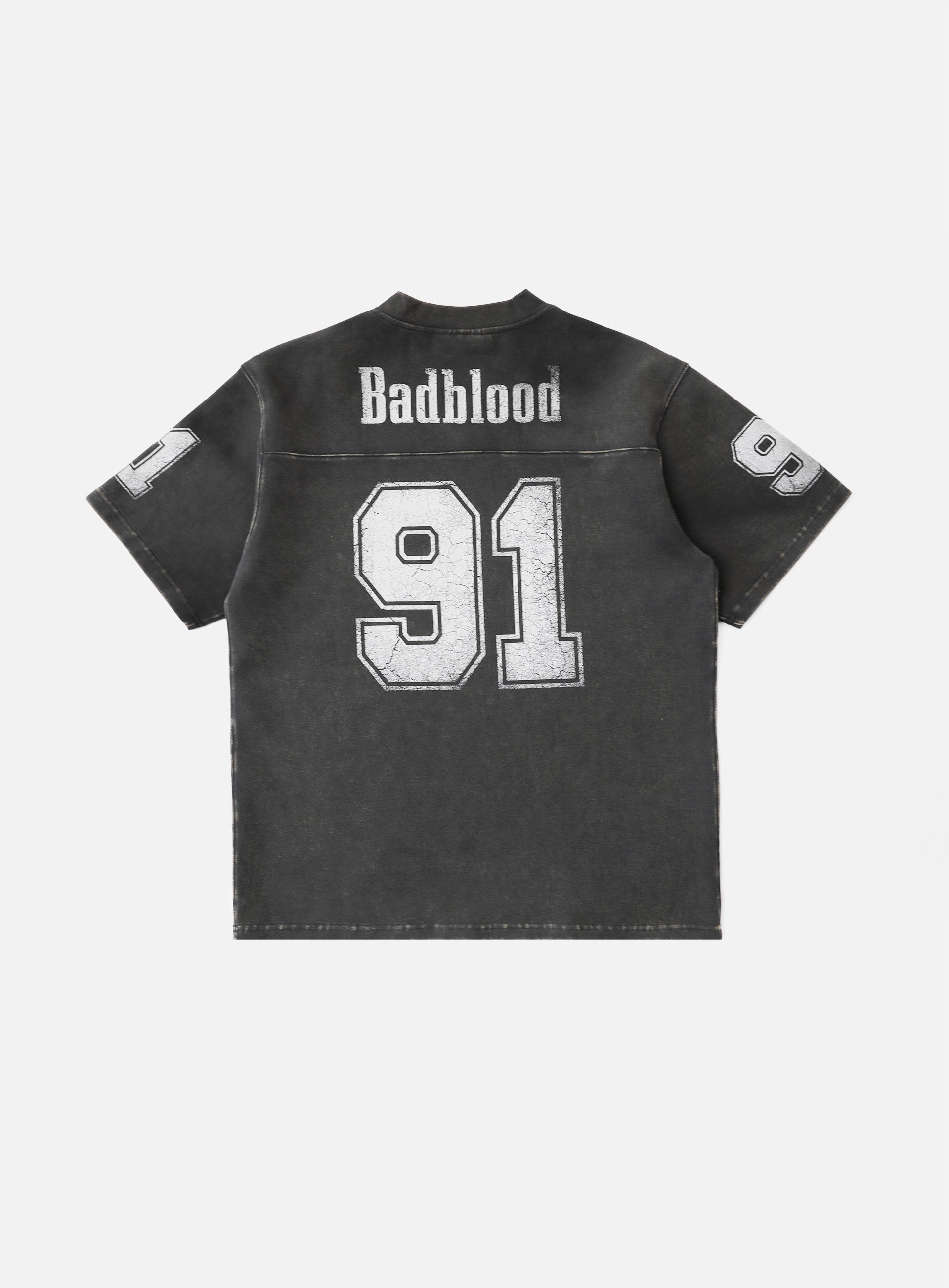Bad Blood - 91 Crack Print V-Neck T-Shirt (Black)