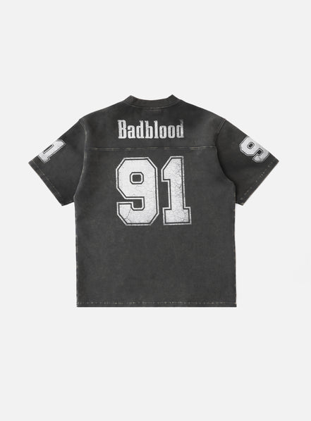 Bad Blood - 91 Crack Print V-Neck T-Shirt (Black)