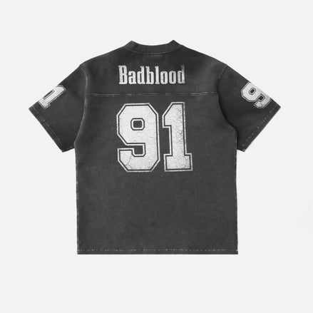 Bad Blood - 91 Crack Print V-Neck T-Shirt (Black)