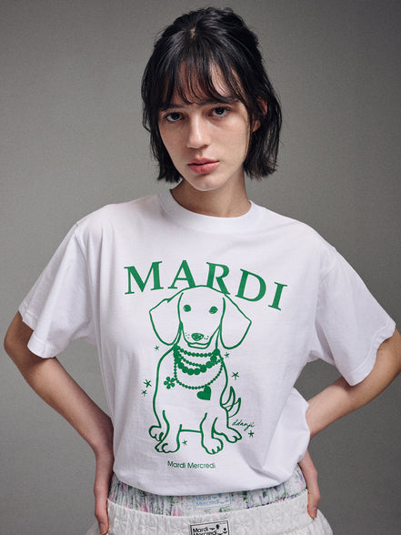 MARDI MERCREDI - TSHIRT SWING THE TAIL DDANJI PEARL NECKLACE (WHITE GREEN)