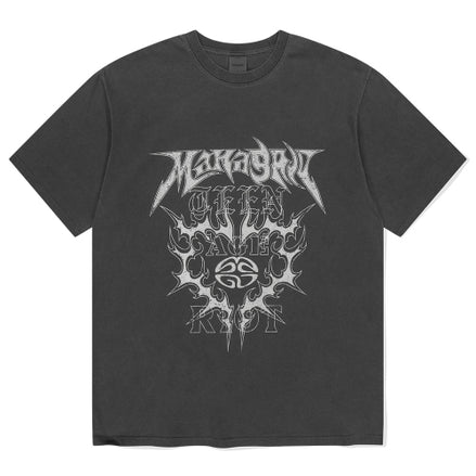 MAHAGRID - FLAME HEART PIGMENT TEE (CHARCOAL)