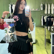 MARDI MERCREDI - SLIM TSHIRT UNE ROSE (BLACK PINK)