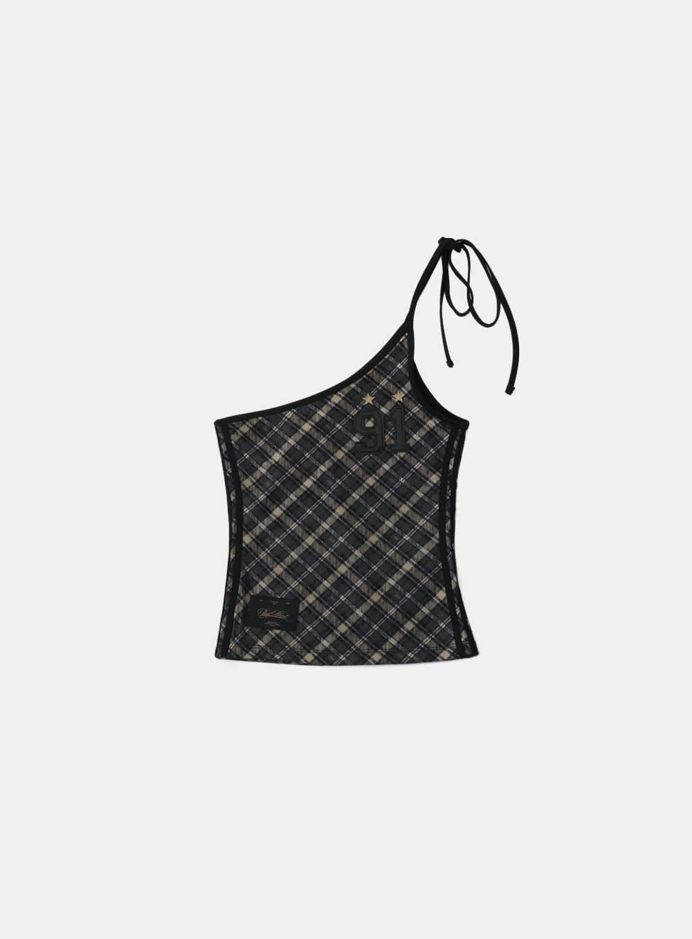 bad blood - Vintage Club One Shoulder Tank (Check Black)