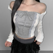 (現貨) KR TWO TONE LACE TOP (3 COLORS)
