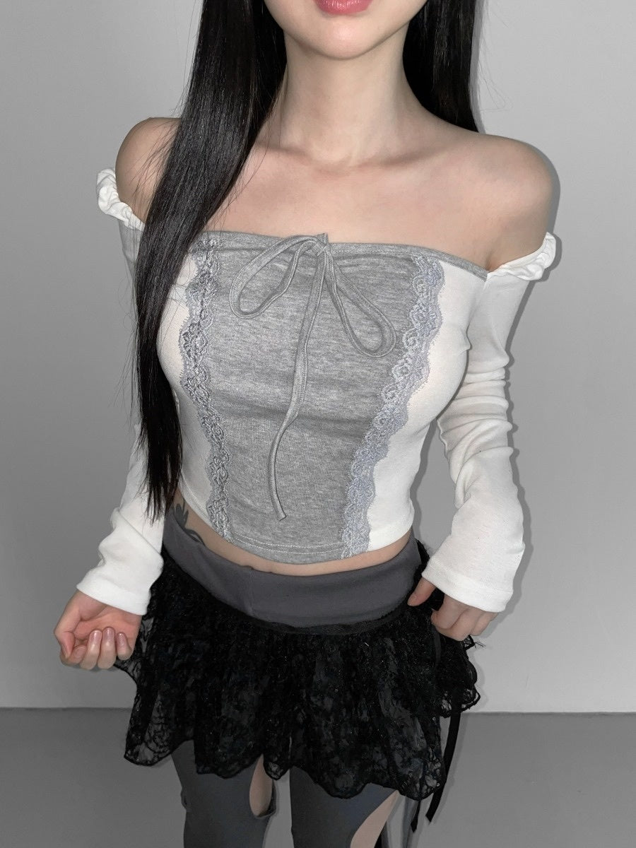 (現貨) KR TWO TONE LACE TOP (3 COLORS)