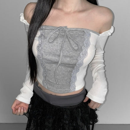 (現貨) KR TWO TONE LACE TOP (3 COLORS)