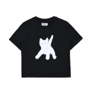 AEAE - FLASHED CATS EYE CROP T-SHIRTS [BLACK]
