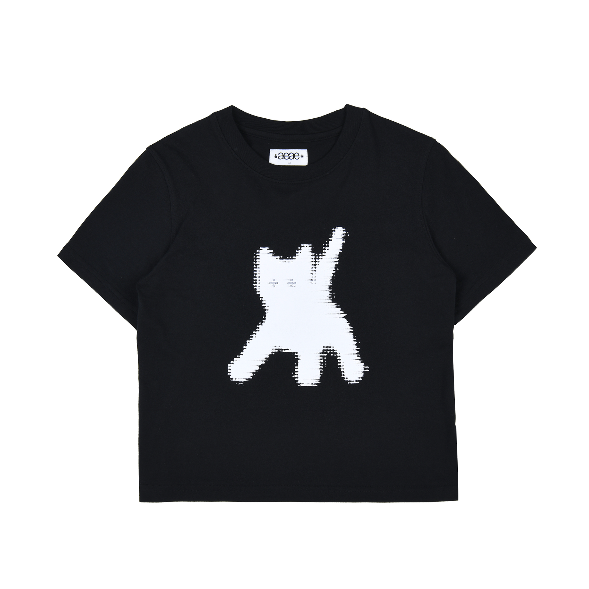AEAE - FLASHED CATS EYE CROP T-SHIRTS [BLACK]
