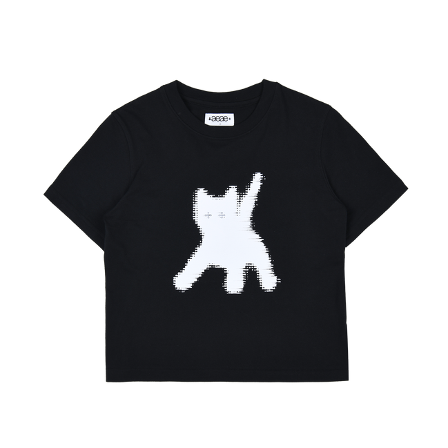 AEAE - FLASHED CATS EYE CROP T-SHIRTS [BLACK]