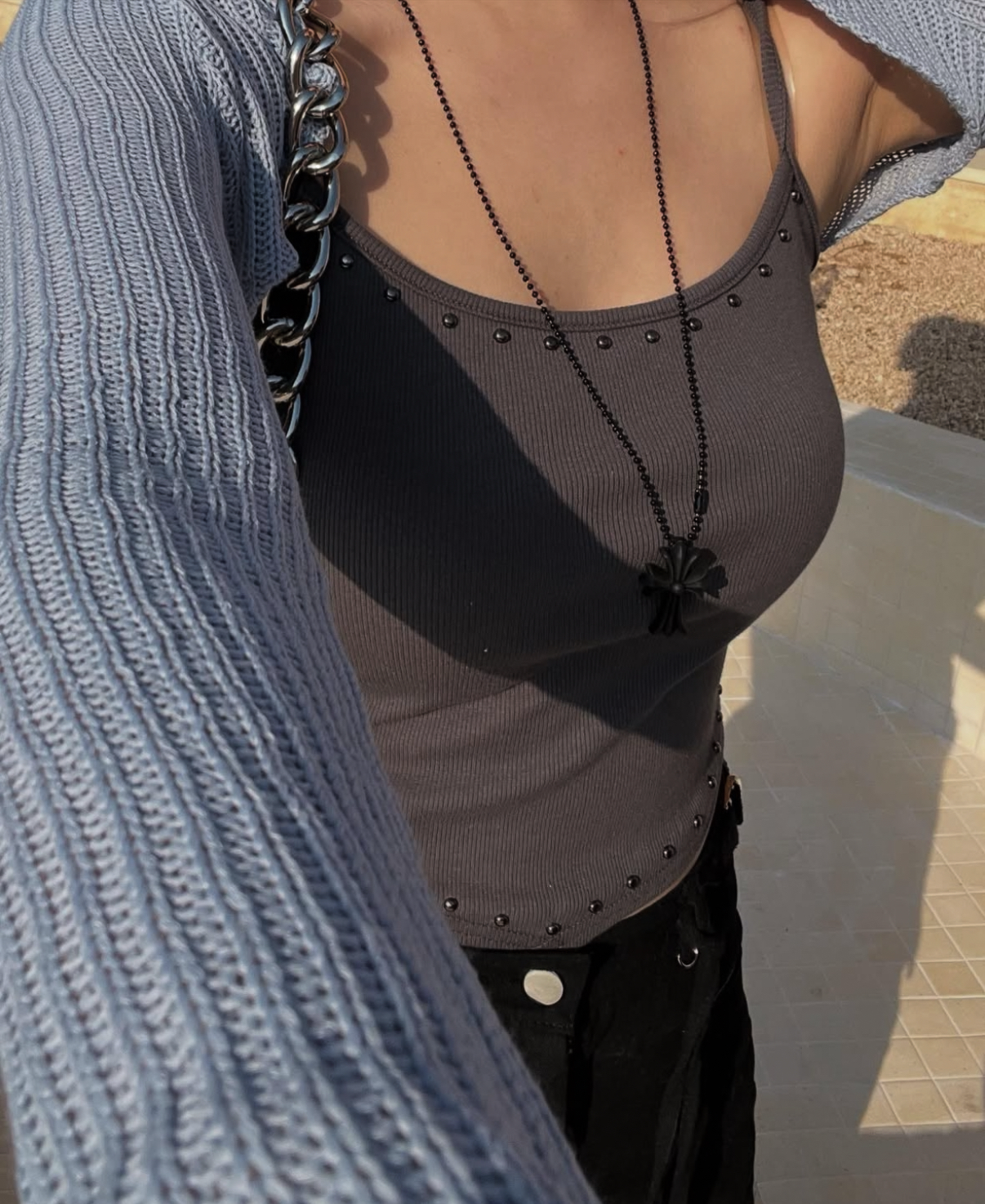 KR PUNK TOP WITH NECKLACE (3 COLORS)