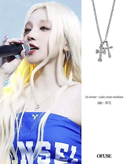 OFUSE - 24 winter - cubic cross necklace