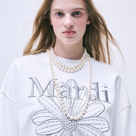 MARDI MERCREDI - SWEATSHIRT FLOWERMARDI NEEDLEWORK (WHITE GREY)