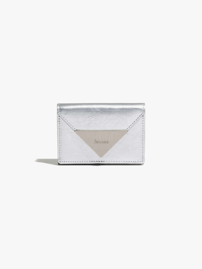 CRINKLE TRIANGLE TRIPLE WALLET (SILVER)