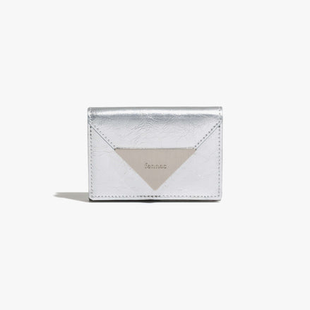 CRINKLE TRIANGLE TRIPLE WALLET (SILVER)