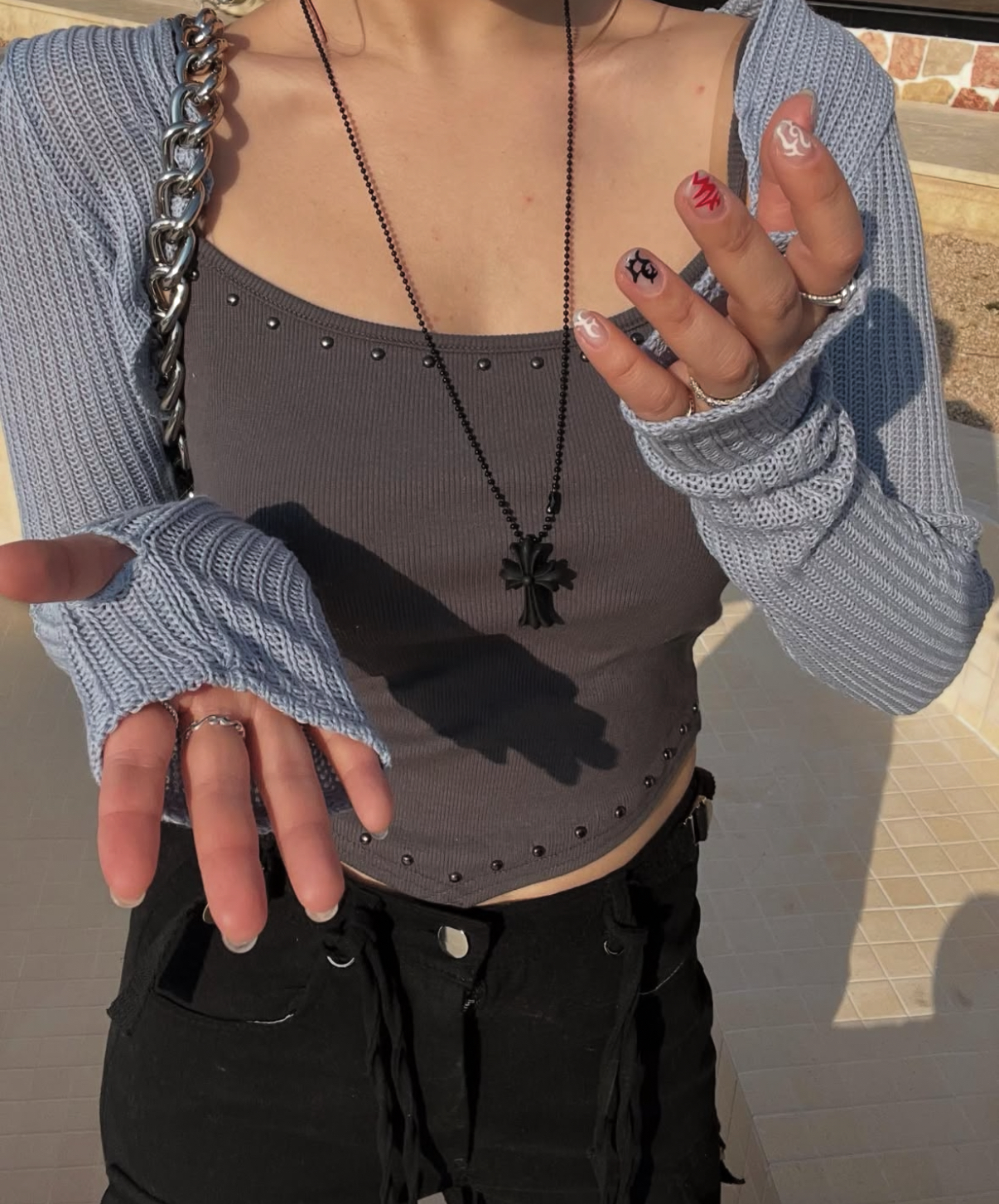 KR PUNK TOP WITH NECKLACE (3 COLORS)