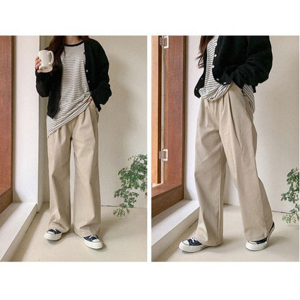(現貨) muahmuah - cotton wide pants (beige)