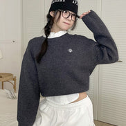 muahmuah - STITCH LOGO ROUND KNIT (CHARCOAL)