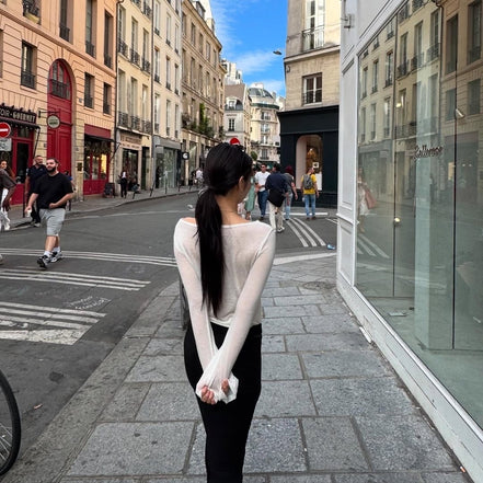 [jennie同款] lettering sheer long sleeve (white)