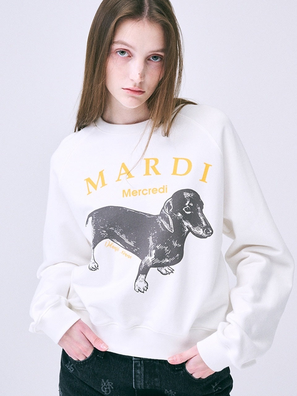 MARDI MERCREDI - SWEATSHIRT RAGLAN DDANJI (WHITE TANGERINE)