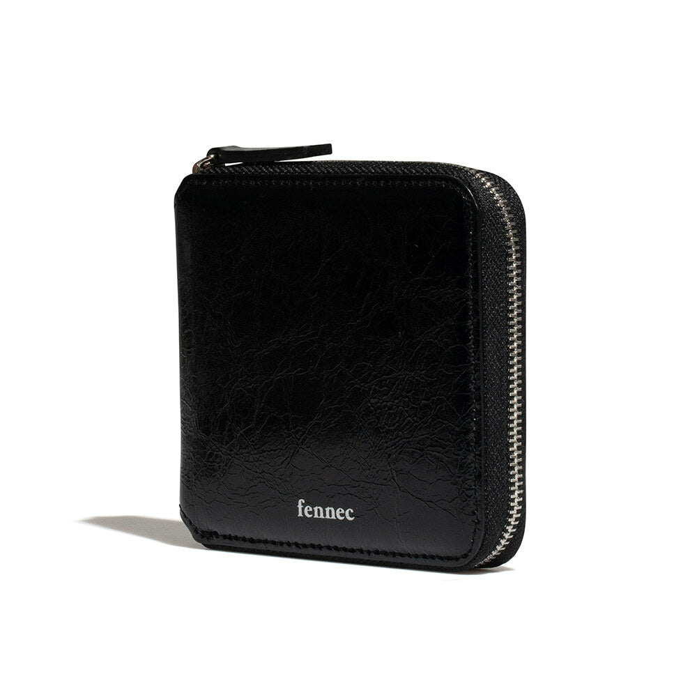 CRINKLE ZIPPER WALLET (BLACK)