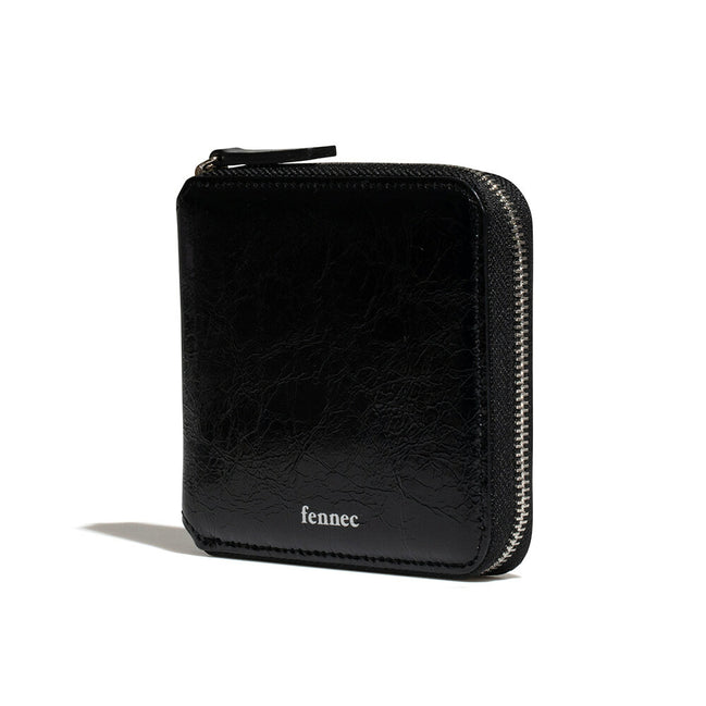 CRINKLE ZIPPER WALLET (BLACK)