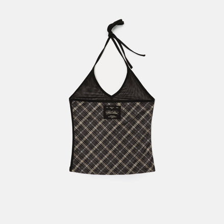 bad blood - Vintage Club Halter Tank (Check Brown)