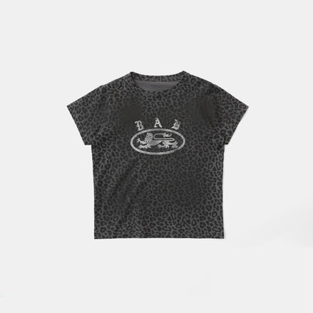Bad Blood - crack print t-shirt (Black Leopard)