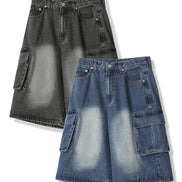 (現貨) [5分褲] AVANDRESS - Wide Cargo Half Denim Pants (BLUE)