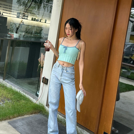 TH KNIT CROP SLEEVELESS (MINT)
