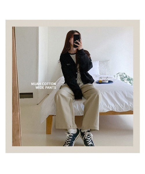 (現貨) muahmuah - cotton wide pants (beige)