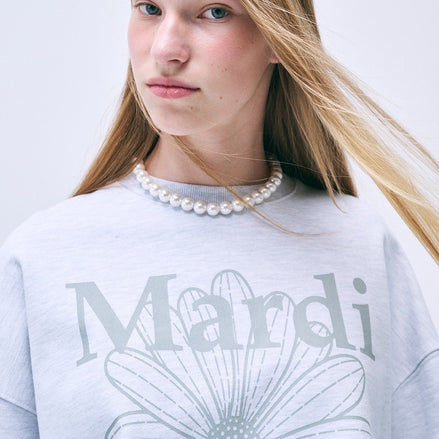 MARDI MERCREDI - SWEATSHIRT FLOWERMARDI (HEATHER LIGHTGREY)