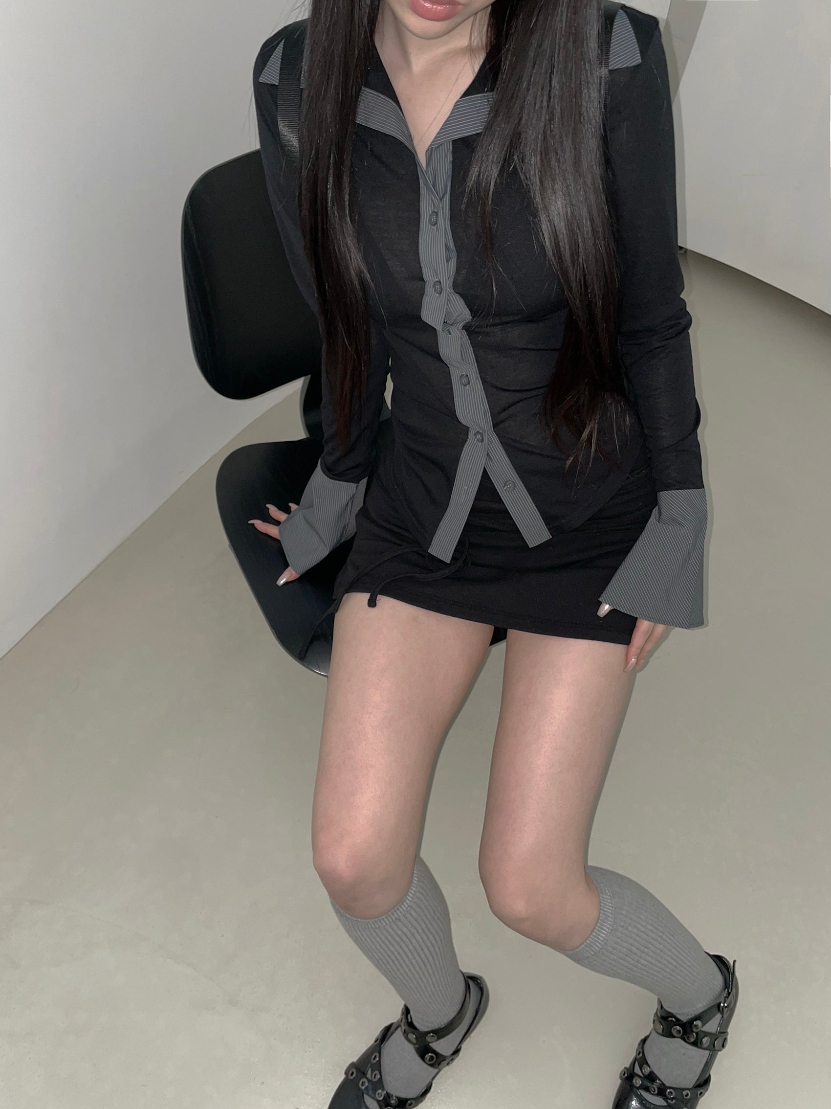 KR MARGARET SHIRT TOP (BLACK)