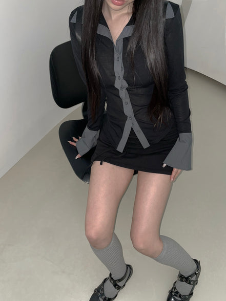KR MARGARET SHIRT TOP (BLACK)