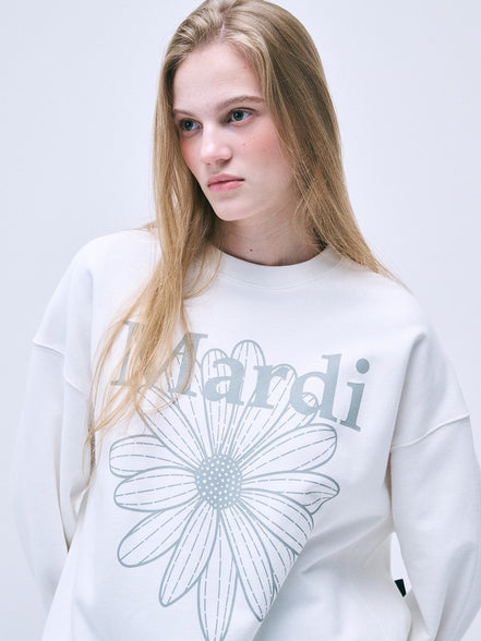 MARDI MERCREDI - SWEATSHIRT FLOWERMARDI (WHITE LIGHTGREY)