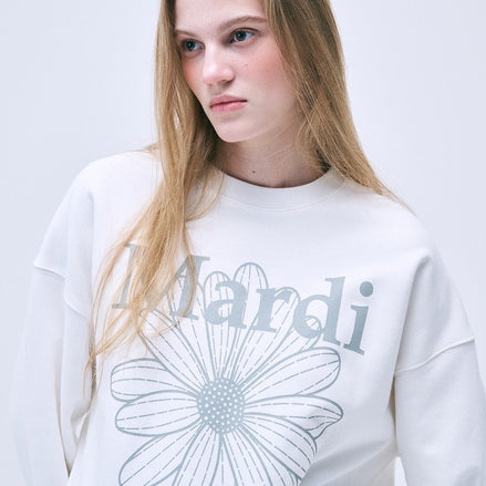 MARDI MERCREDI - SWEATSHIRT FLOWERMARDI (WHITE LIGHTGREY)