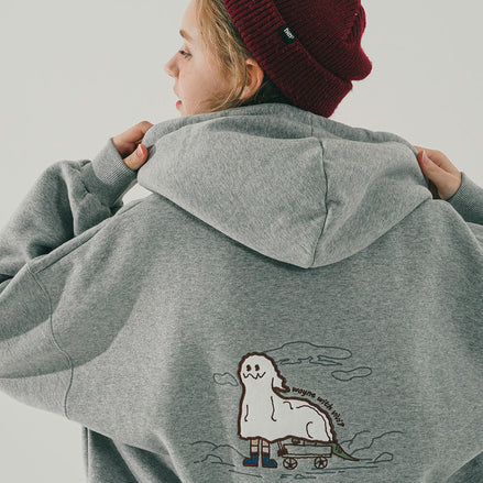 (PRE ORDER) WV PROJECT - HIDE DINO HOODIE (GREY)