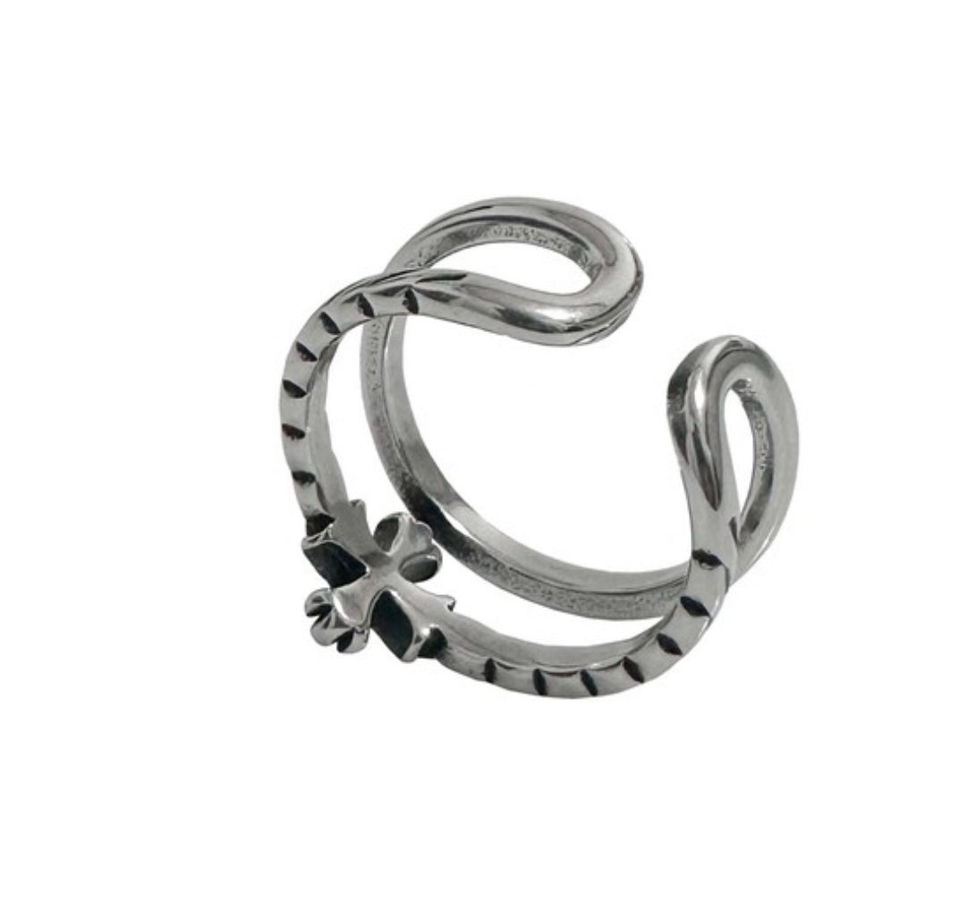 (karina同款) OFUSE - line cross ring