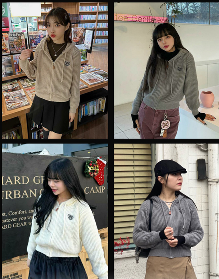 chicks - hofe knit hoodie jacket (3 colors)