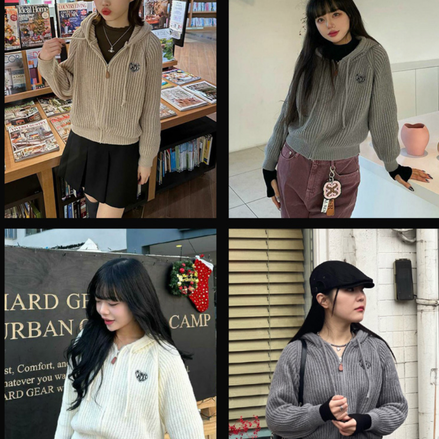 chicks - hofe knit hoodie jacket (3 colors)